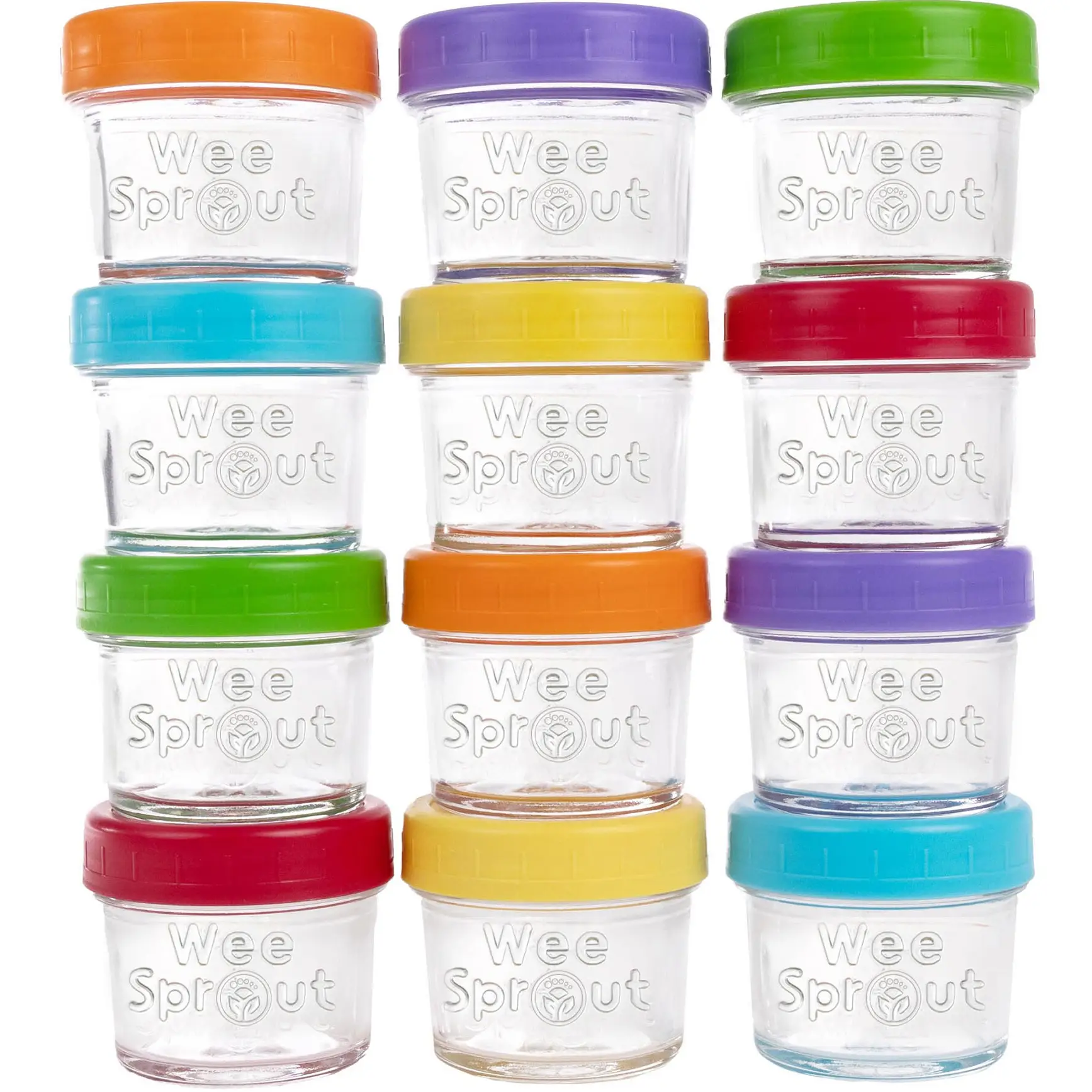 WeeSprout Glass Baby Food Storage Jars with Lids, Reusable Small Containers - 4/8 oz, 8/12 Pack