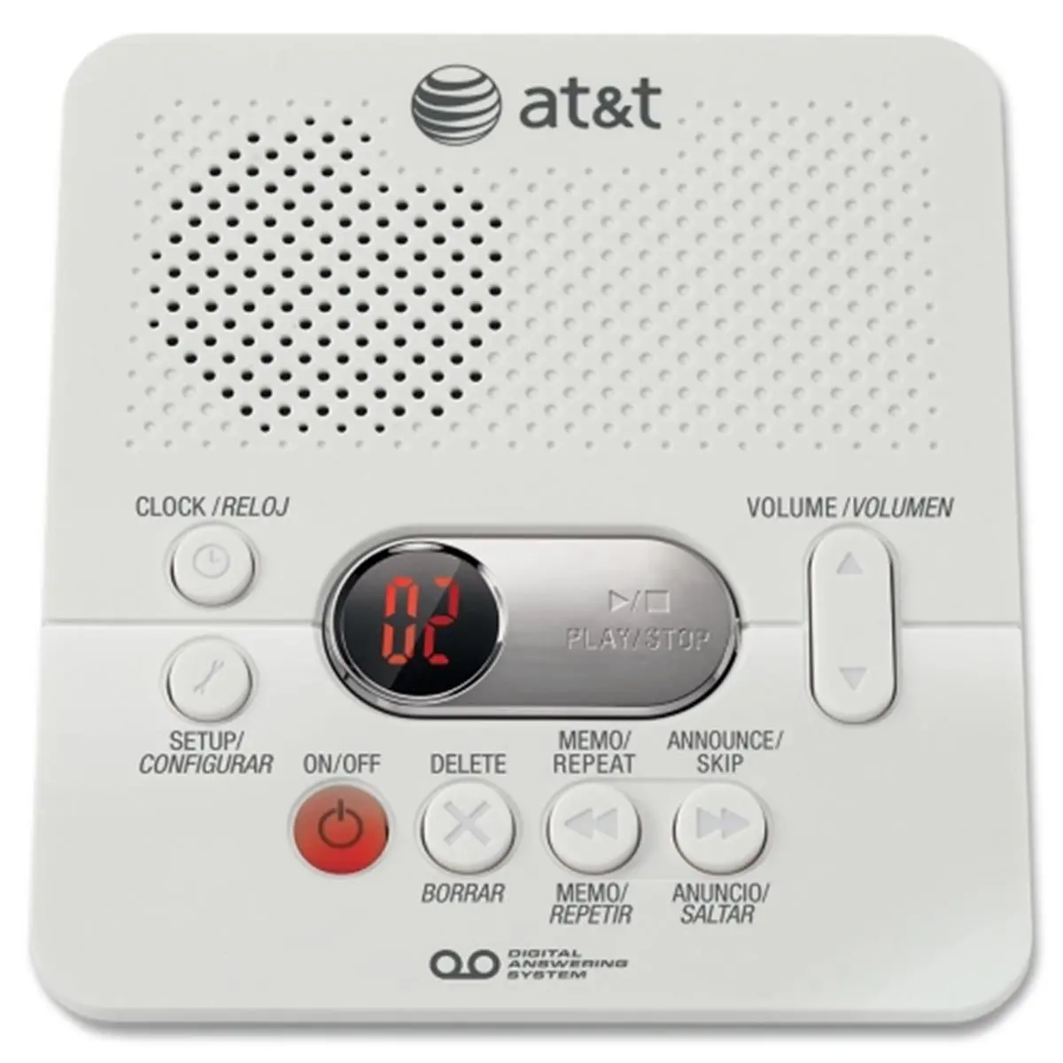 AT&T ATT1740 Digital Answering System - White, with Minimum Record Time Functionality