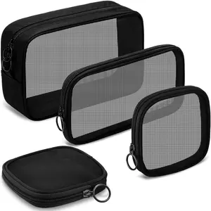 4 Pieces Cosmetic Organizer Bags with Zipper, Portable Makeup Cosmetic Bag, for Purse Travel Daily or Keep Small Items