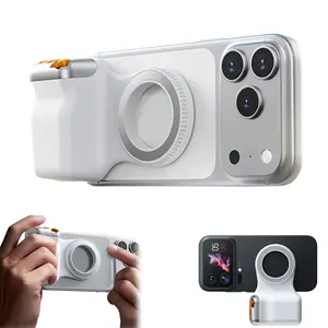 MagSafe Compatible Magnetic Phone Camera Grip, Ergonomic PalmR45 Handle with 8X Strong Magnet, Professional Shutter & Zoom Control for TikTok/Photography/Zoom Calls