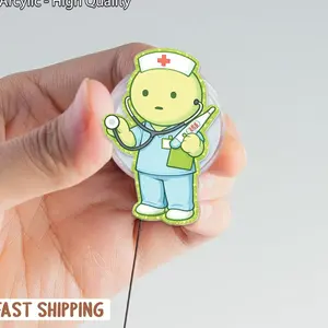 Smiski Matcha Nurse Badge Reel,  Smiski Inspired Accessories, Matcha Tea Lover