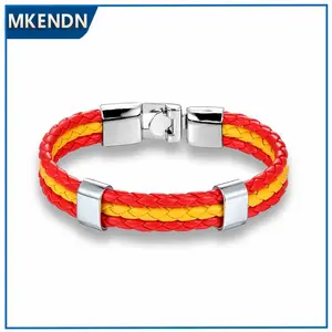 High Quality Country Spain Flag Leather Bracelet Men Women Easy-hook Bracelets & Bangles Male Female Jewelry Pulseras