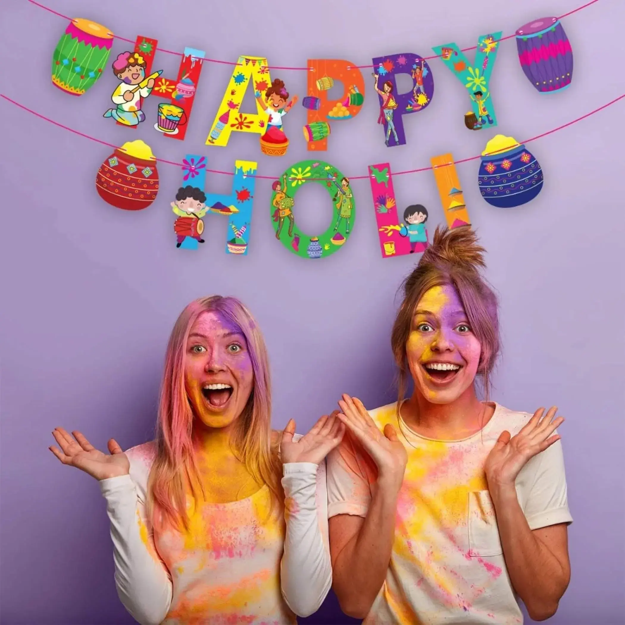 Festive Joy with Holi Banners | Vibrant Holi Decorations | Perfect for Festival of Colors, Bollywood Parties & More