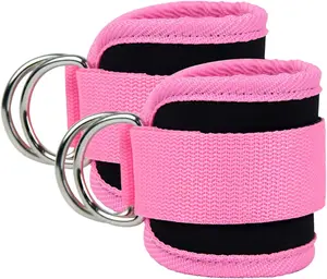 Adjustable Ankle Straps for Cable Machine Workouts, Padded Ankle & Wrist Cuffs with D-Ring for Gym Training (1 Pair)