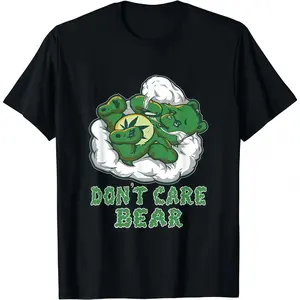 Short Sleeve Funny Bear Smoking Weed Cannabis Marijuana Stoner Gift T-Shirt for Men Women