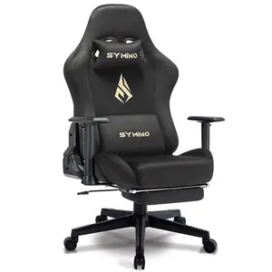 Symino Gaming Chair with Footrest - Breathable Soft-Touch Fabric, 360° Swivel, Adjustable Backrest, Rocking Function, Up to 200kg Capacity