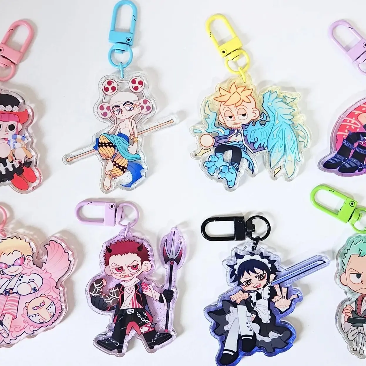 10 Ops Pirates Anime Keychain, Katakuri Bartolomeo Law Doflamingo Enel Perona Marco Zoro
