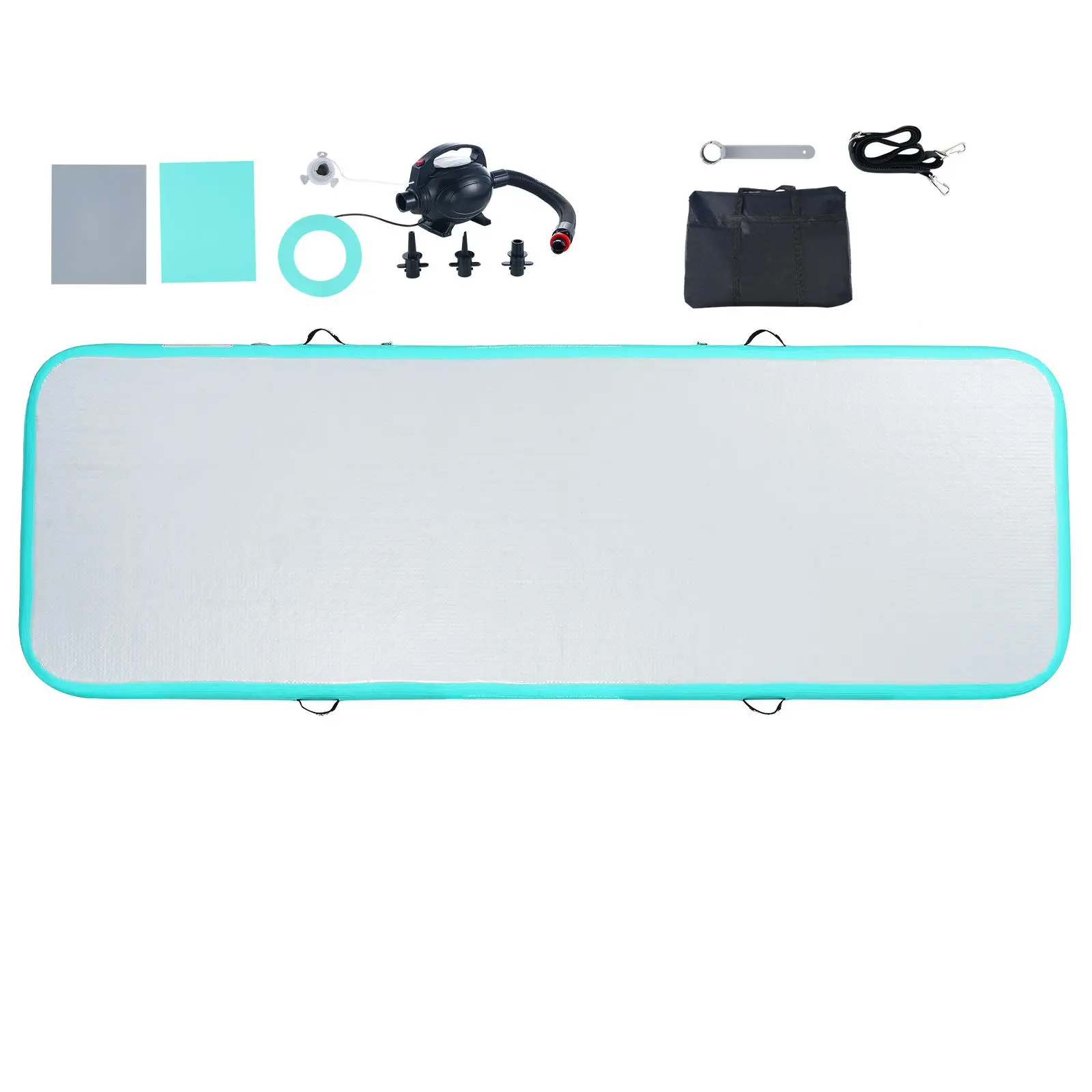 Gymnastics Air Mat, 4 inch Thickness Inflatable Gymnastics Tumbling Mat, Tumble Track with Electric Pump, Training Mats for Home Use/Gym/Yoga/Cheerleading/Beach/Park/Water, 10 ft, Mint Green