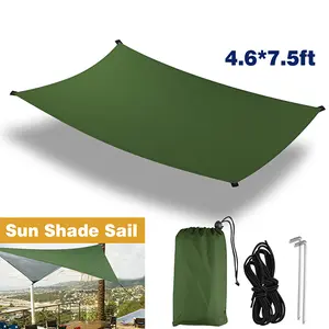 Multi-purpose outdoor waterproof silver-coated tarp (green/230*140CM) | Sunscreen and waterproof, multi-purpose tent | Silver coating effectively blocks UV rays | Lightweight and portable, a must-have for camping and picnics