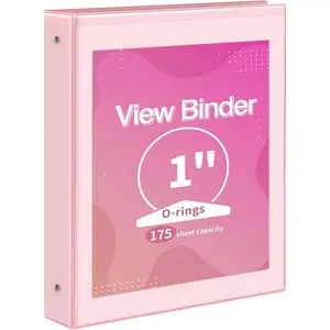 3 Ring Binder 1 Inch 1 Pack, Clear View Binder Three Ring PVC-Free (Fit 8.5x11 Inches) for School Binder or Office Binder Supplies, Pink Binder