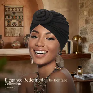 African Women's Pre-Tied Twisted Turban Caps - Head Scarf Hair Wraps Cover Beanie for Cancer Chemo Headwear Fashionable Comfortable Stretchable Breathable Design Perfect for Daily Wear and Special Occasions