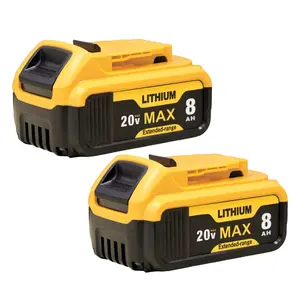 4Pack 8.0Ah 20V Lithium Battery Replacement for Dewalt 20v Battery Compatible with Dewalt 20V Battery DCB206 Series Cordless Power Tools with LED Indicator (8000mAh-4)