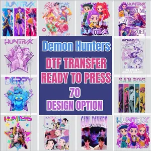 DTF Demon Hunters Ready to Press Print 70 Unique Design Options Exclusive High-Impact DTF Transfers for Bold Apparel