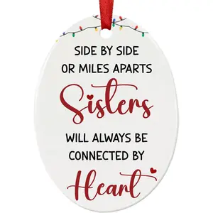 Christmas Ornament 2025 - Sister Christmas Ornaments, Side by Side or Miles Ap Sisters Connected by He, Xmas Tree Decoration, Thank You, Birthday Presents for Women, ie,