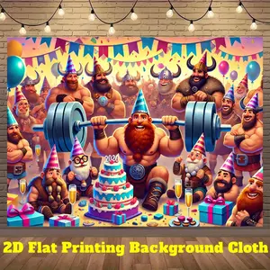 2D Flat, 1pc Viking Party Banner - Norse-Themed Viking Warriors, Birthday, Photo Backdrop, Live Stream Decorations - Heavy-Duty Polyester Fabric Indoor/Outdoor Decoration with Birthday Cake Design - Easy Hang No Electricity Needed for Norse Mythology