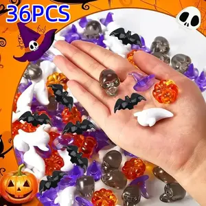 36-Piece Halloween Decoration Set, Creepy Acrylic Pumpkins, Skeletons, Bats, Spiders & Ghosts, DIY Crafts, Autumn Party Decorations