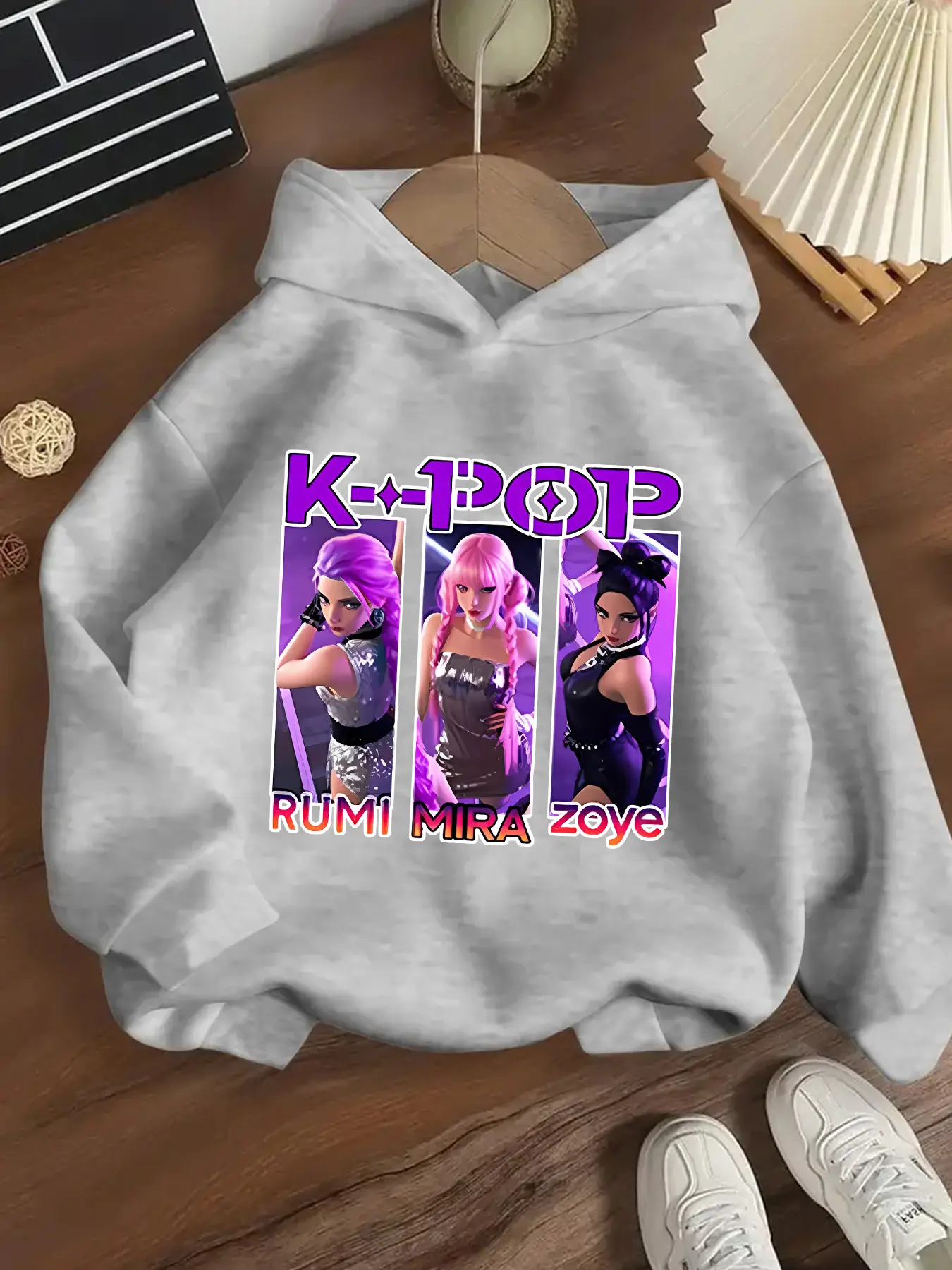 Girls' Kpop Falcon Girl Group Hoodie, Long Sleeve Casual Fitted Sweatshirt, Spring & Fall Fashion, Comfortable Graphic Print Pullover