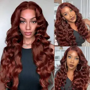 GK Reddish Brown Lace Front Wigs Human Hair 13x6 HD Transparent Body Wave Lace Front Wigs Human Hair Pre Plucked Reddish Brown Wig Auburn Glueless Colored Frontal Wigs Human Hair