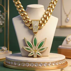 Stylish Maple Leaf Pendant Paired with Classic Cuban Link Chain. Easy Yet Trendy Design, Comfortable to Wear, Perfect for Daily Outfits, Street Style And Casual Matching to Show Your Unique Fashion Taste