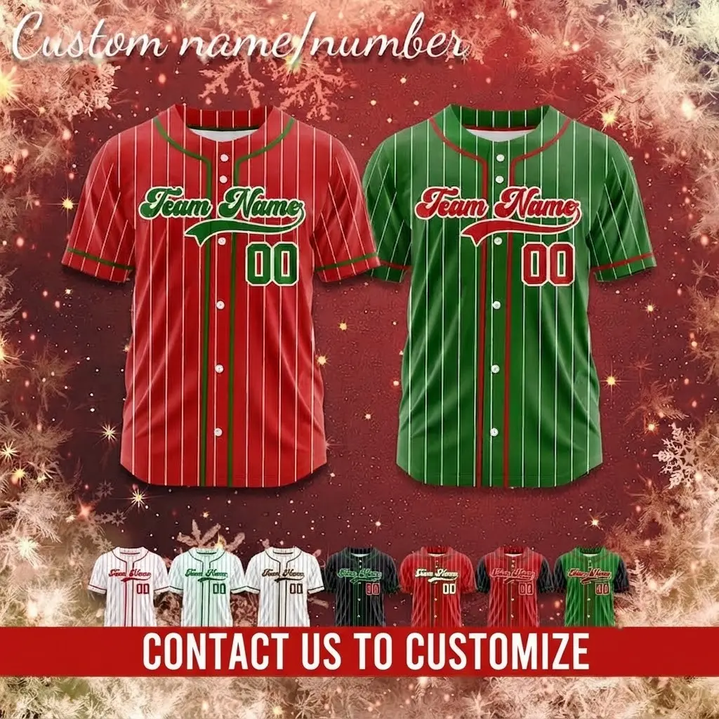 Custom Christmas Baseball Jersey Personalized Name Number Family Jerseys Christmas Gifts For Adult, Merry Christmas Uniform