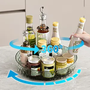 360° Rotating Kitchen and Bathroom Storage Organizer, Universal Plastic Tray for Spices and Condiments, Durable Design, Multi-Purpose Use
