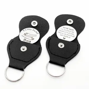 Pocket Hug Token Keychain for Women Inspirational Gifts for Her Double Sided Message Engraved and with PU Leather Keychain