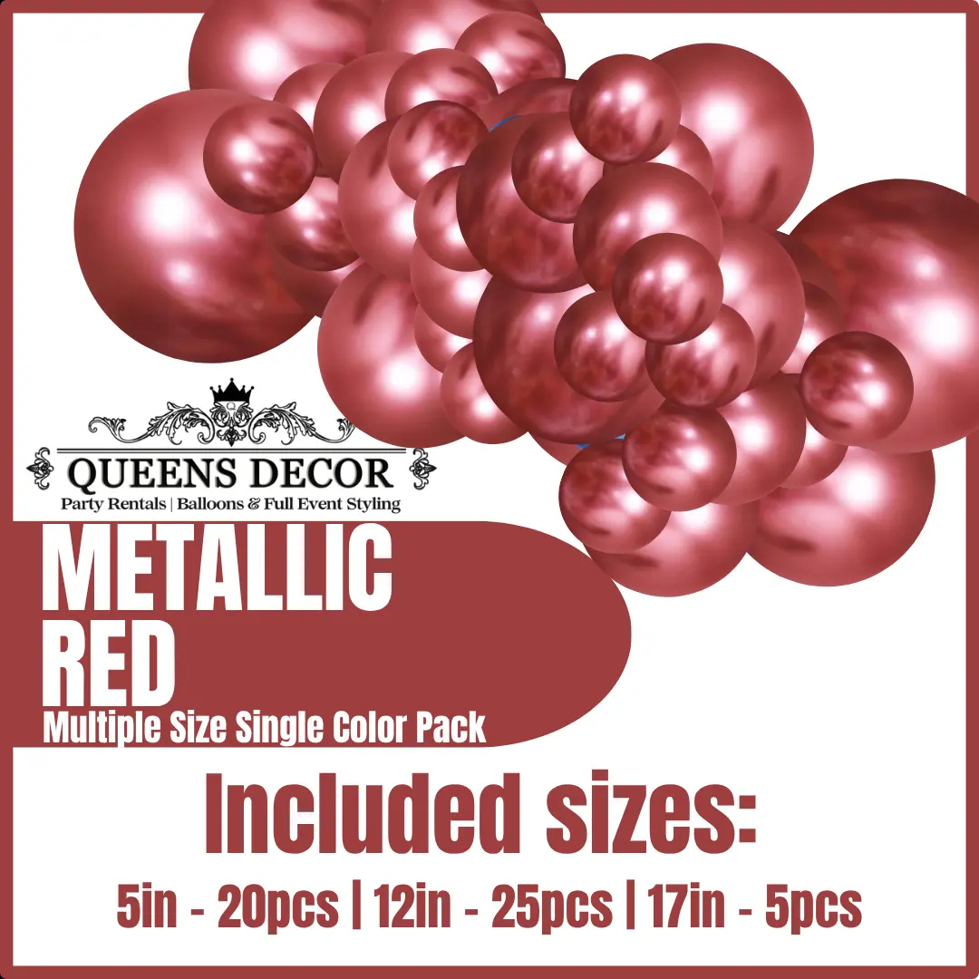 Metallic Red Balloons Packs multiple sizes 5", 12", 17", and more base on selected package