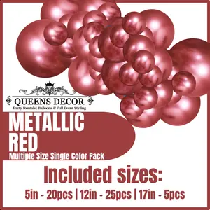 Metallic Red Balloons Packs multiple sizes 5", 12", 17", and more base on selected package