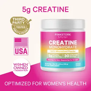 Pink Stork Creatine Monohydrate 5g Micronized Powder for Women 30 Servings Clean Unflavored Easy Mixing Essential Aminos Fitness Support