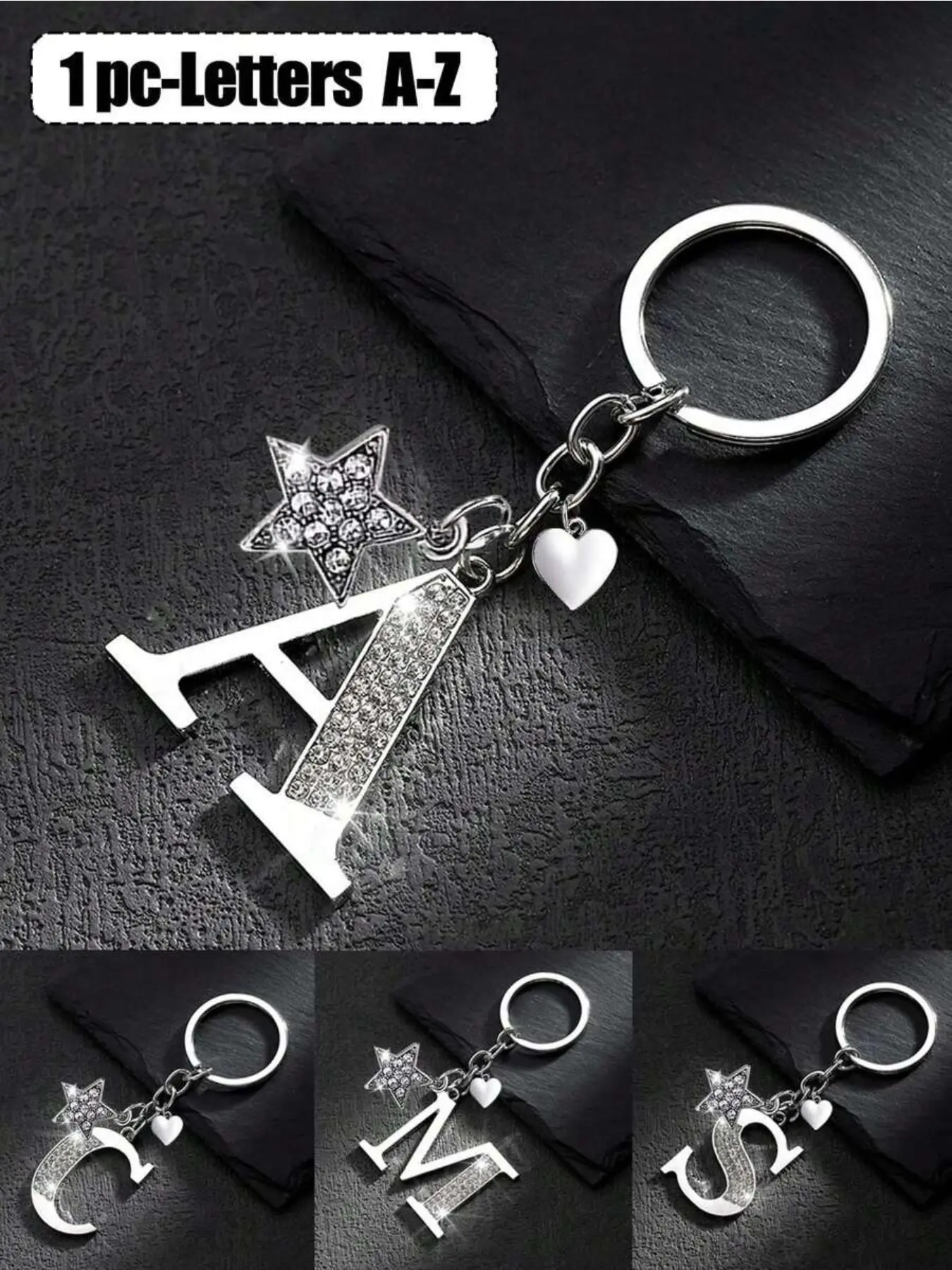 Diamond Minimalist Letter A-Z Multifunctional Bag Charm, European & American New English Creative Luggage Keychain - Shiny Diamond Pentagram Pendant, Shiny Letter A-Z, Shiny Alloy Bag Backpack Charm - Perfect Gift For Birthday And Special Occasions