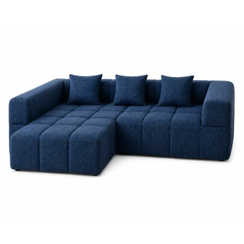 ProfitPilot Modern Modular Sectional Sofa Navy Blue Convertible Couch with Ottoman for Living Room