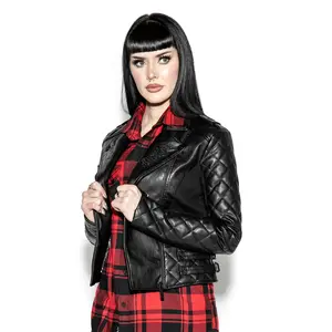 Never Trust Quilted Faux Leather Moto Jacket