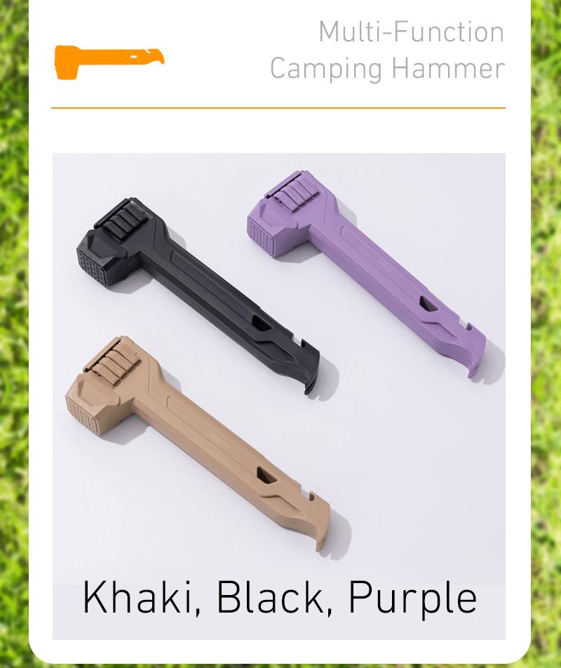2-in-1 Tent Stake Hammer with Built-In Storage for 8 Stakes and Stake Puller for Outdoor Camping