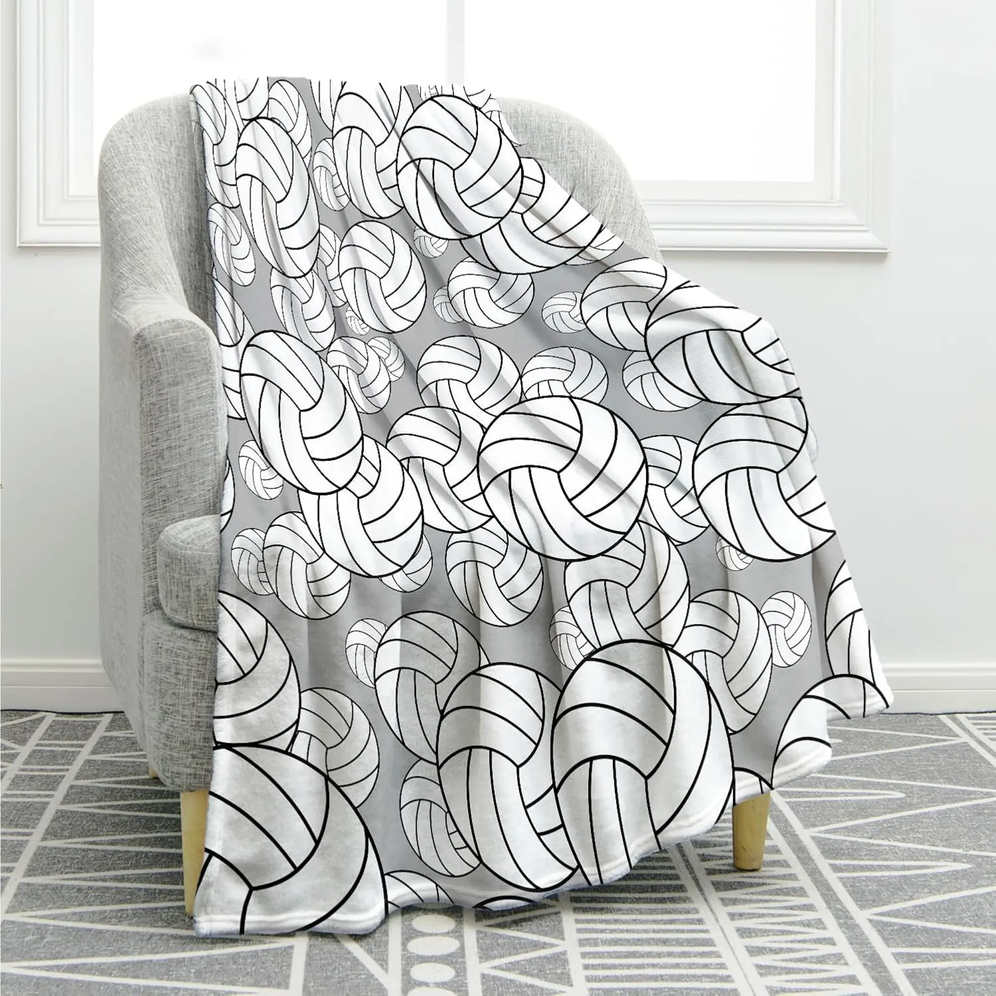 Flannel Volleyball Blanket Gifts For Men Women, Volleyball Stuff Party Decorations For Lovers Team Gifts, Volleyballs Print Throw Blanket Couch Bed Sofa Travelling For Grils Boys Sports