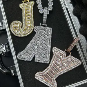 New Oversized Square Letter Pendant Featuring a 20-Inch Rope Chain, Crafted from Copper And Synthetic Synthetic Zircon ​ ​ , Designed for Hip-Hop Men'S Jewelry