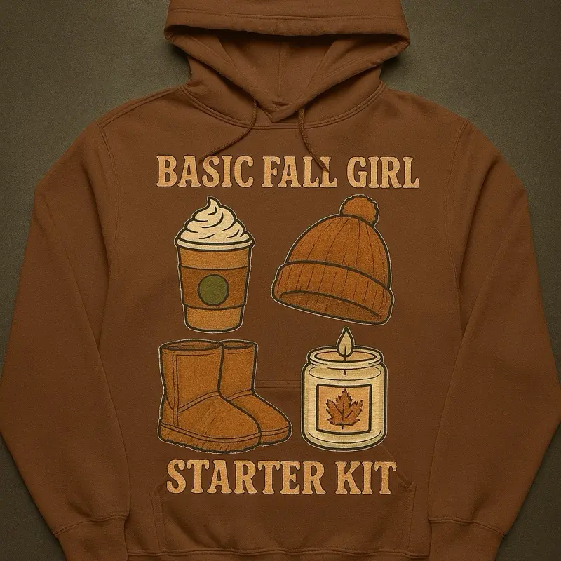 Basic Fall Girl Starter Kit Crewneck Hoodie T-Shirt Streetwear Women's Top Long Sleeve Casual Mauve Black Brown Coffee Unisex Fit Quality Cotton