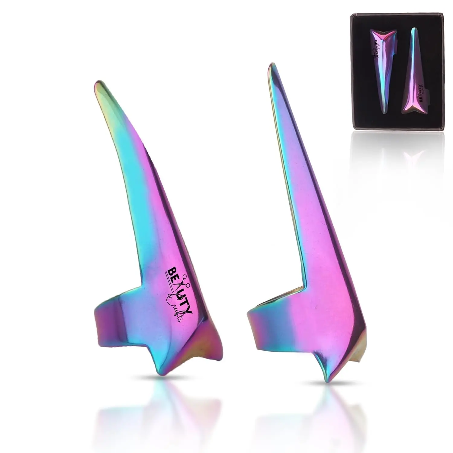 2 count Pro Hair Parting  Sectioning Rings-Stainless Steel Finger braiding Tool for  Hair Styling and Extension Installations - Inculde Straight Curved Ring with Box (Multi)