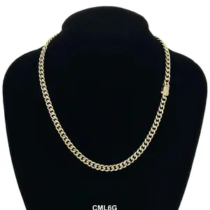 6mm Monaco Lock Cuban Chain Necklace 14k Yellow Gold Plated