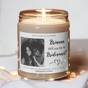 Will You Be My Bridesmaid Candle | Jr Bridesmaid & Flower Girl Gifts Box Proposal | Matron and Maid of Honor Photo Candle