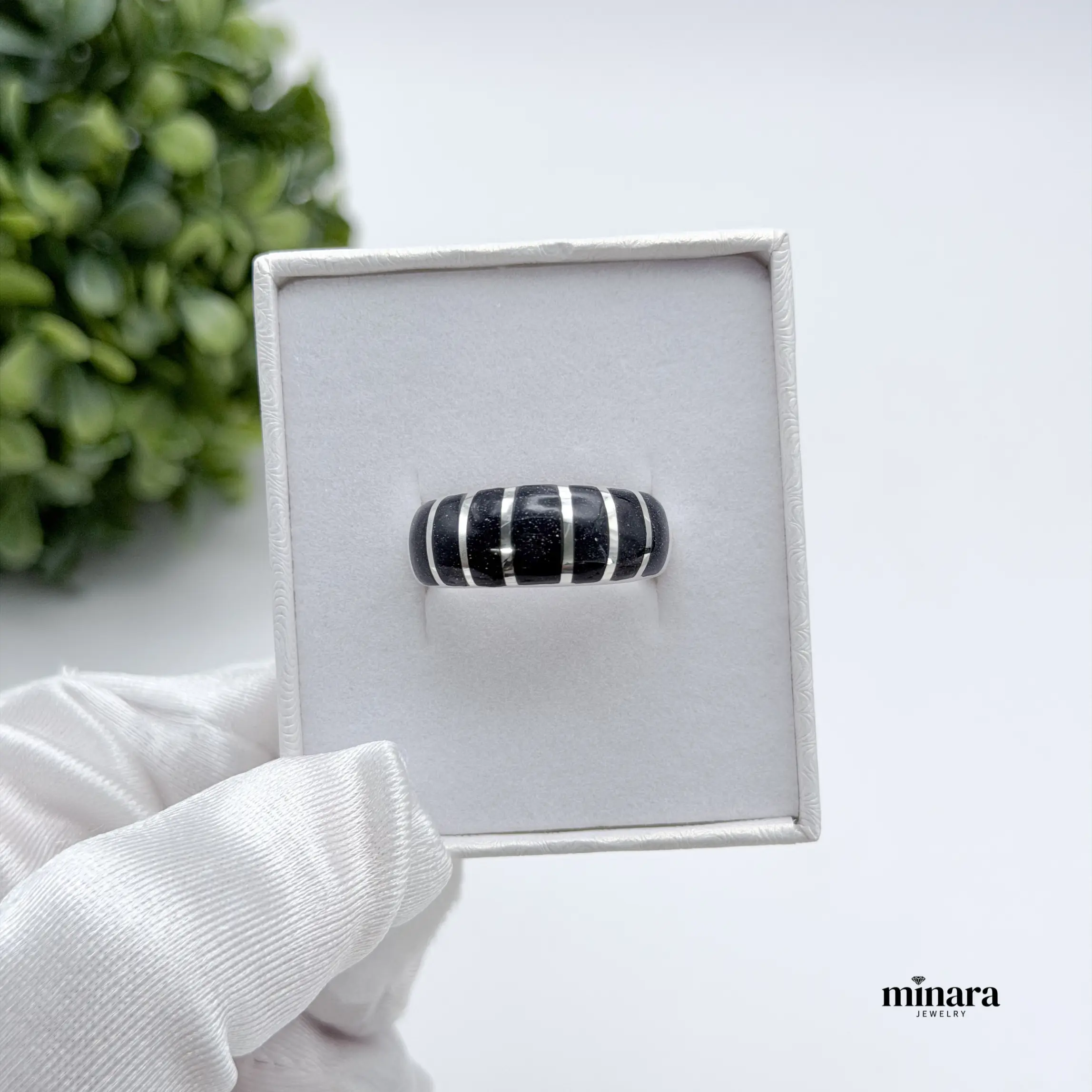 MINARA 950 Silver - Anillo Inkaiko Lluvia de Noche
