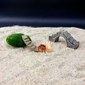 Hermit Crab Terrarium Micro-Landscaping Kit: Faux Moss Stone + 2 Climbing Ladders + Arch Bridge| Reptile Habitat Decor