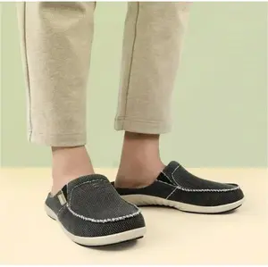 GeckoMan Men Arch Support Canvas Slipper Loafers Footwear Boy Shoe Walking Shoes Slide Comfort