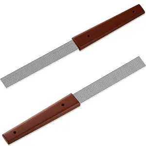 Yeshone 2 Pcs Guira Dominicana Guiro Comb 12 Inch Professional Guiro Instrument Scraper Stainless Steel Percussion Equipped with 11 Steel Rods