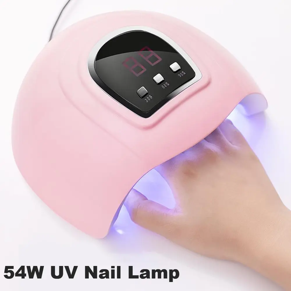 54W UV LED Nail Lamp, Professional Nail Dryer Gel Polish Light, UV Light with 3 Timer Setting, Curing Gel LED Dryer, Art Tools with Automatic Sensor, LCD Display