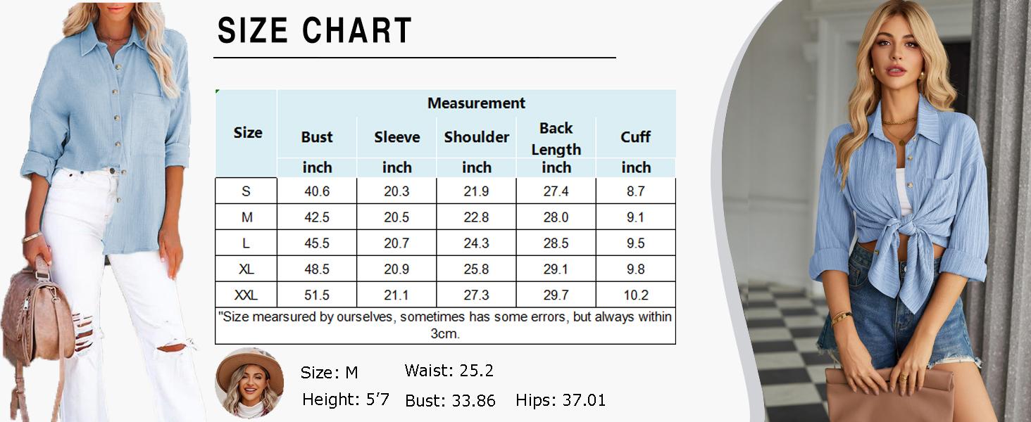 Womenswear Basic Casual Button Down Long Sleeve Shirt with Textured Collar and Pocket Minimalist Collared Blouse for Summer