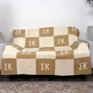 Sigma Kappa Blanket - Acrylic Knit Checkered Blanket