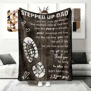 Stepped Up Dad Flannel Blankets, Thank You Gift for Stepfather, 'The Father You Didn’t Have to Be’ Print, Soft Fleece Throw for Dad, Encouragement Gift for Men,Funny Quote Design,  father son blanket wrap,  bedding ,plush blankets, mellow blanket
