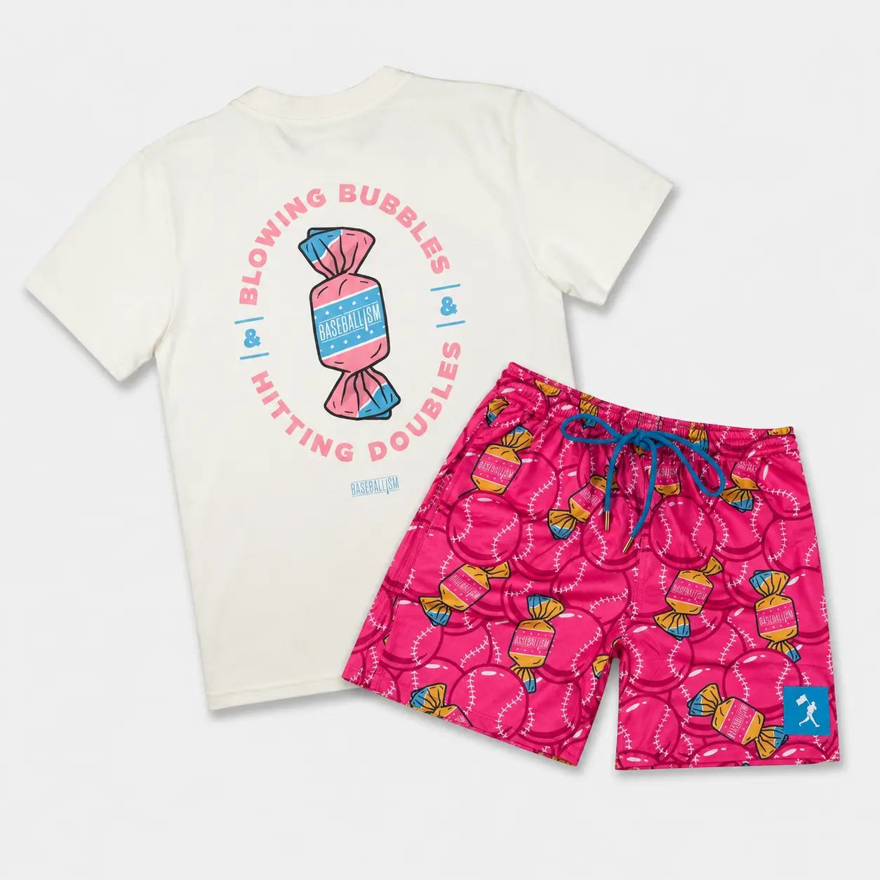 Baseballism Bubbles and Doubles T-Shirt & Diamond Air Mesh Shorts, Baseball Matching Outfit, Game Day Set, Youth & Adult Sizes