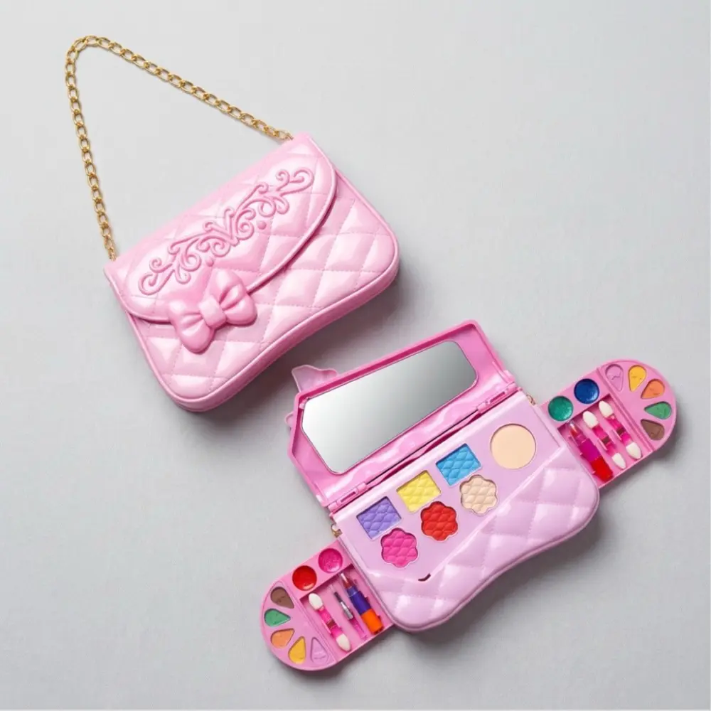 1pc Washable Simulated Makeup Toy Set for Girls - with Chain Shoulder Bag, Mirror - Princess Dress-Up Indoor Recreation Toy, Little Girl Birthday Gift
