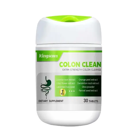 Kingscom 7-Day Colon Cleansing Tablets - Effortlessly Flush Toxins with Natural Dietary Fiber Supplement for Health & Fitness - 30 Tablets Healthcare Edible